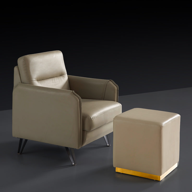 Gorgeous Square Ottoman Pure Color Genuine Leather Water Resistant Footstool Ottoman