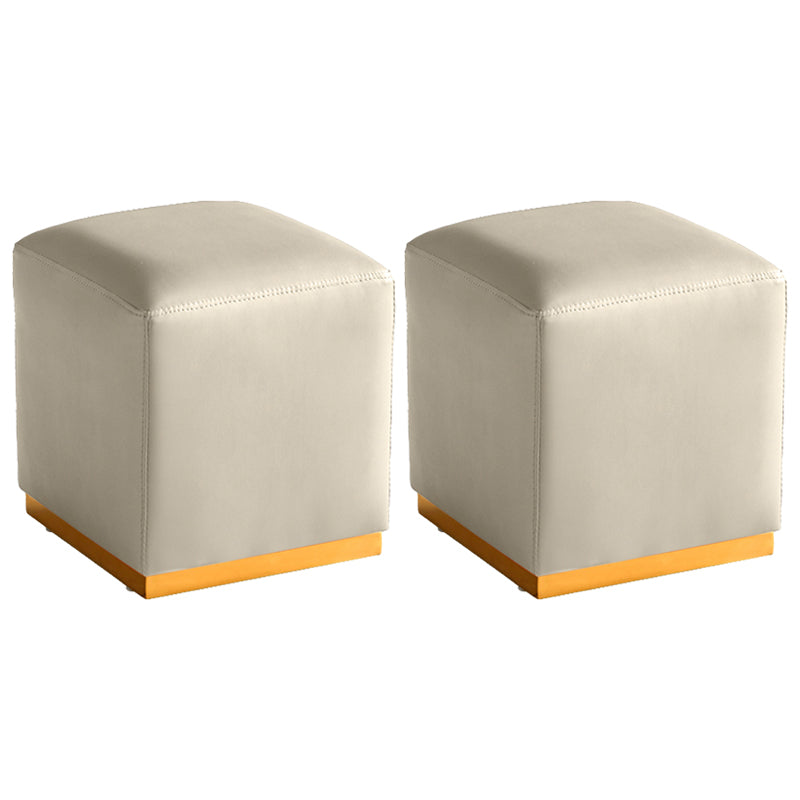 Gorgeous Square Ottoman Pure Color Genuine Leather Water Resistant Footstool Ottoman