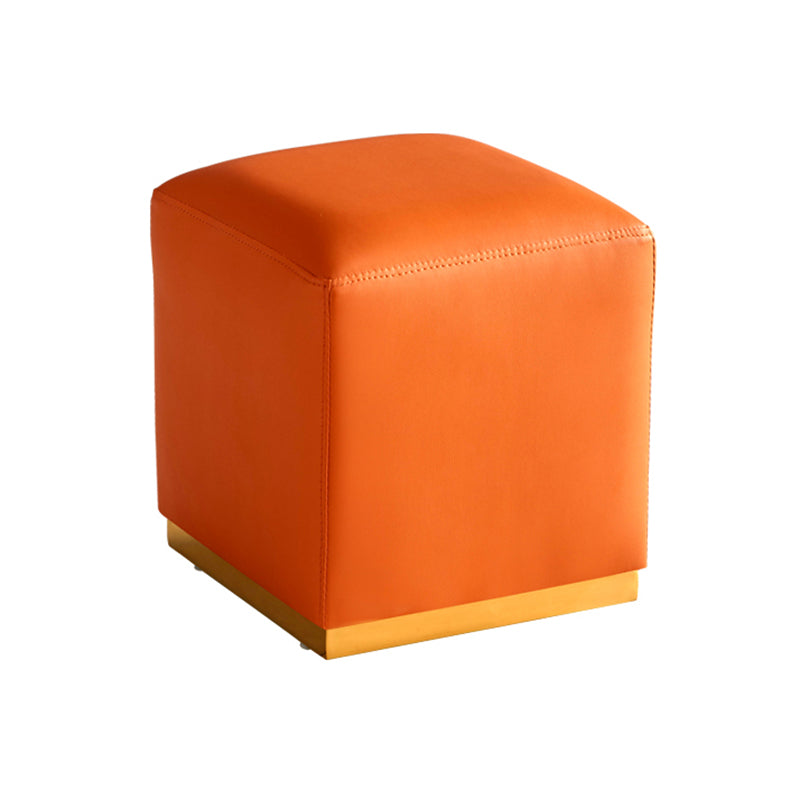 Gorgeous Square Ottoman Pure Color Genuine Leather Water Resistant Footstool Ottoman