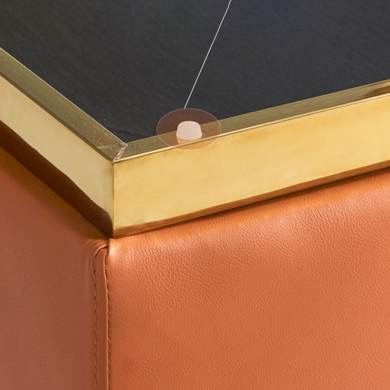 Gorgeous Square Ottoman Pure Color Genuine Leather Water Resistant Footstool Ottoman