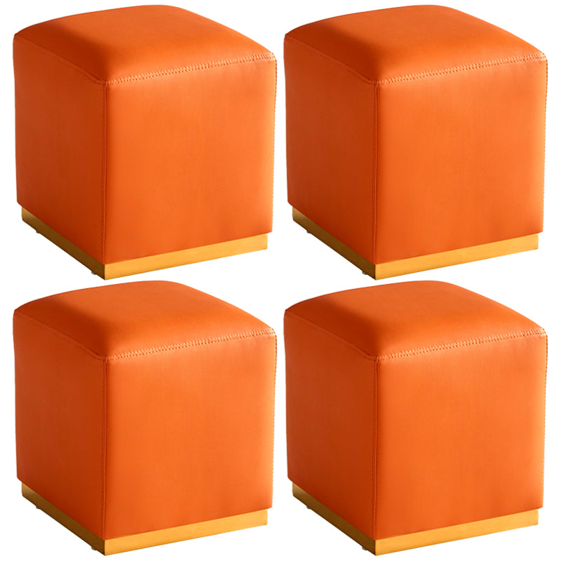 Gorgeous Square Ottoman Pure Color Genuine Leather Water Resistant Footstool Ottoman