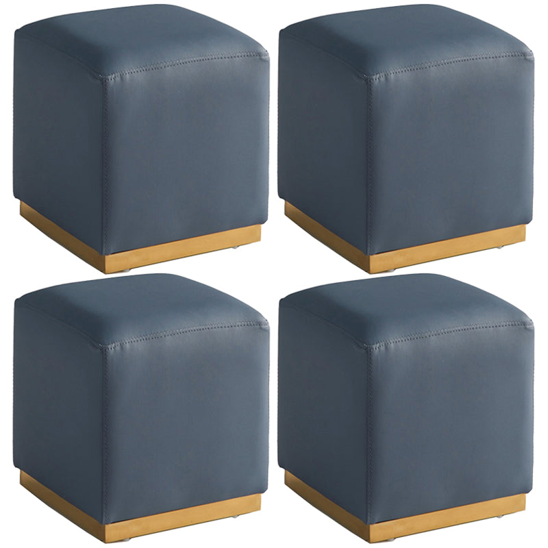 Gorgeous Square Ottoman Pure Color Genuine Leather Water Resistant Footstool Ottoman