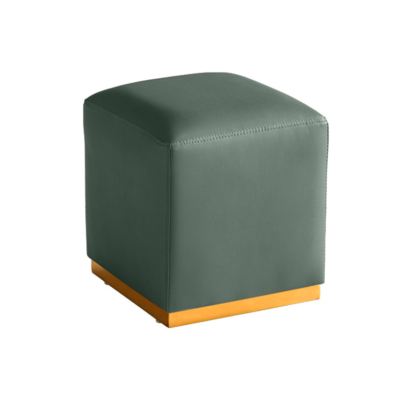 Gorgeous Square Ottoman Pure Color Genuine Leather Water Resistant Footstool Ottoman