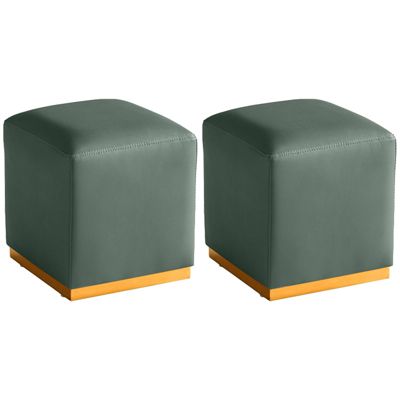 Gorgeous Square Ottoman Pure Color Genuine Leather Water Resistant Footstool Ottoman