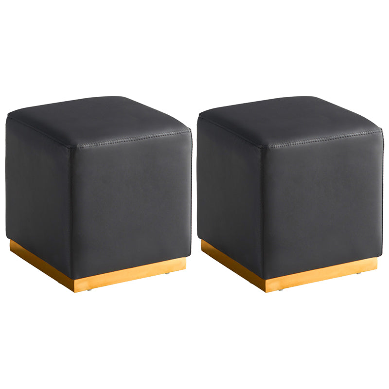 Gorgeous Square Ottoman Pure Color Genuine Leather Water Resistant Footstool Ottoman