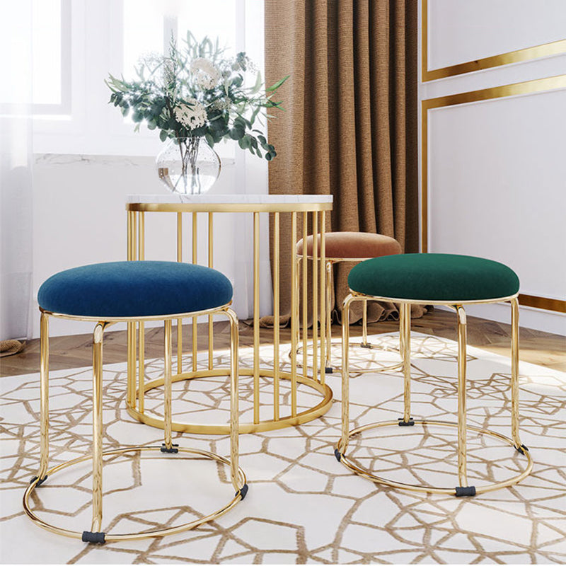 Standard Glam Round Ottoman Velvet Tear Resistant Indoor Pure Color Ottoman