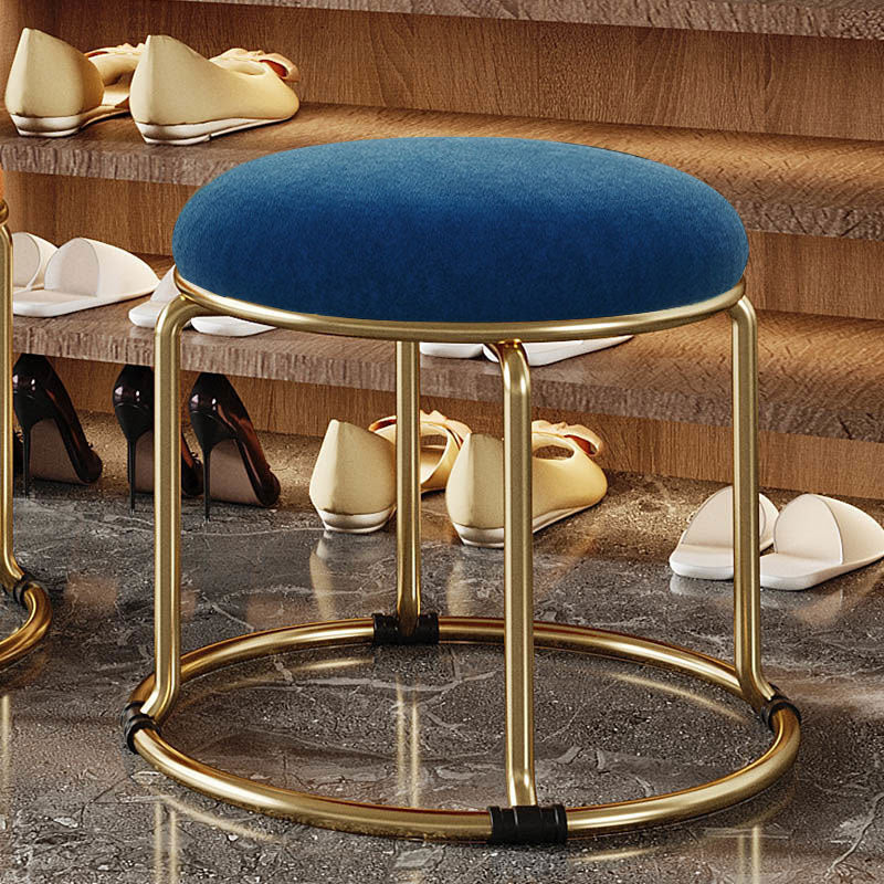 Standard Glam Round Ottoman Velvet Tear Resistant Indoor Pure Color Ottoman