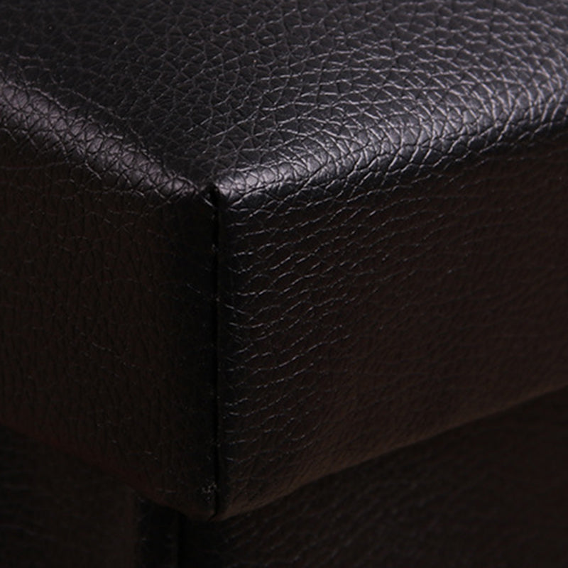 Mid-Century Modern Pouf Ottoman PU Leather Tufted Square Ottoman with Storage