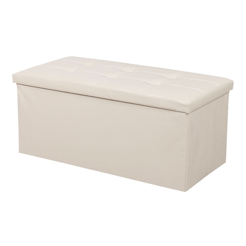 Mid-Century Modern Pouf Ottoman PU Leather Tufted Square Ottoman with Storage