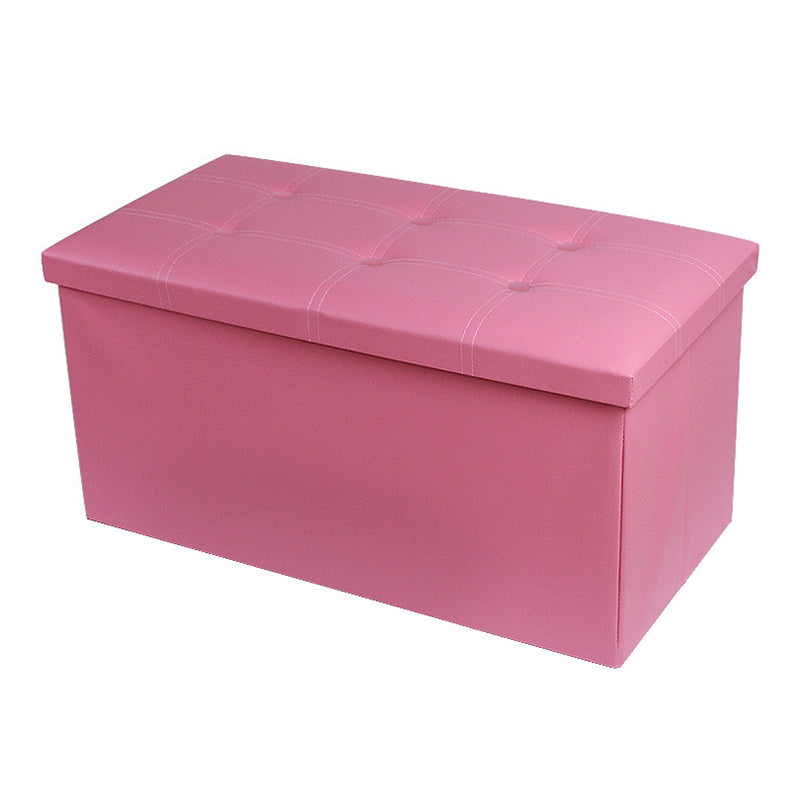 Mid-Century Modern Pouf Ottoman PU Leather Tufted Square Ottoman with Storage