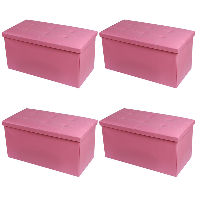 Mid-Century Modern Pouf Ottoman PU Leather Tufted Square Ottoman with Storage