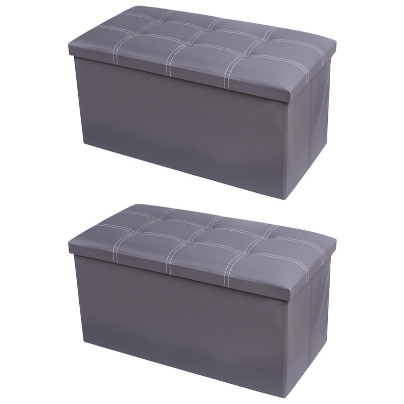 Mid-Century Modern Pouf Ottoman PU Leather Tufted Square Ottoman with Storage