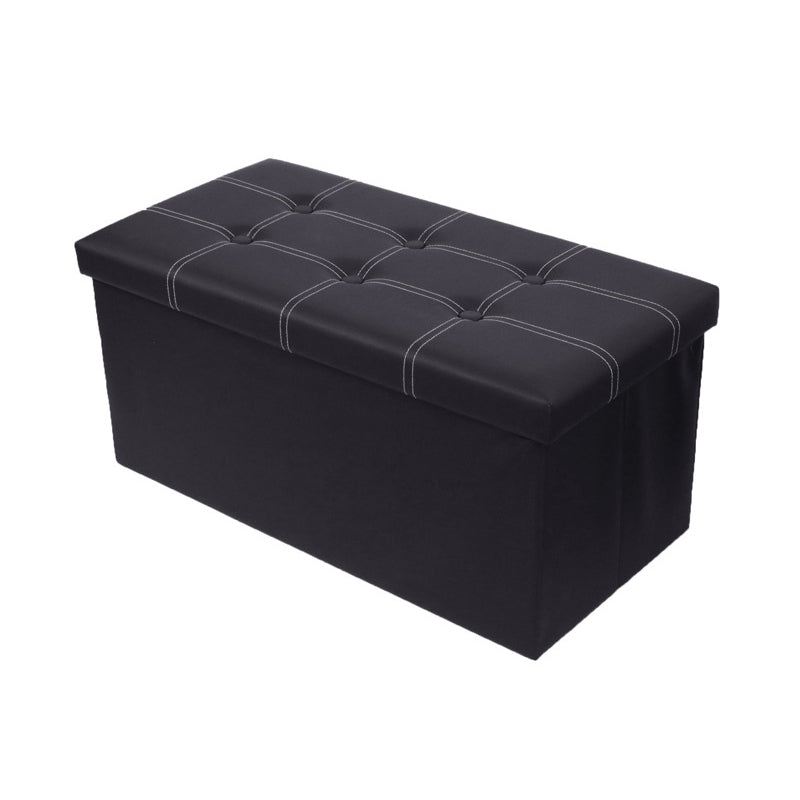 Mid-Century Modern Pouf Ottoman PU Leather Tufted Square Ottoman with Storage
