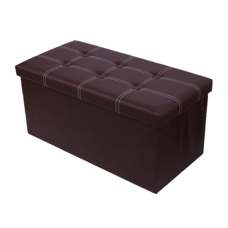 Mid-Century Modern Pouf Ottoman PU Leather Tufted Square Ottoman with Storage