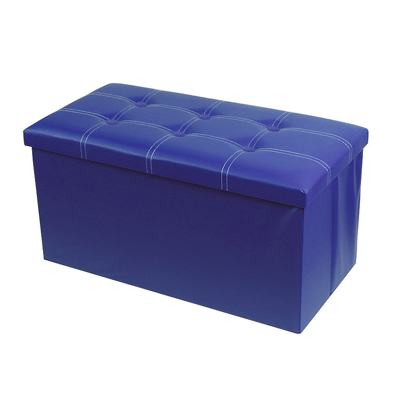 Mid-Century Modern Pouf Ottoman PU Leather Tufted Square Ottoman with Storage