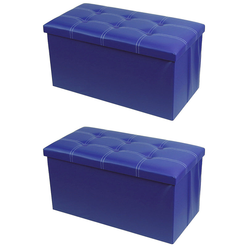 Mid-Century Modern Pouf Ottoman PU Leather Tufted Square Ottoman with Storage