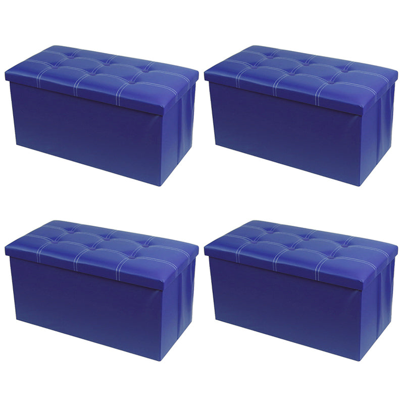 Mid-Century Modern Pouf Ottoman PU Leather Tufted Square Ottoman with Storage