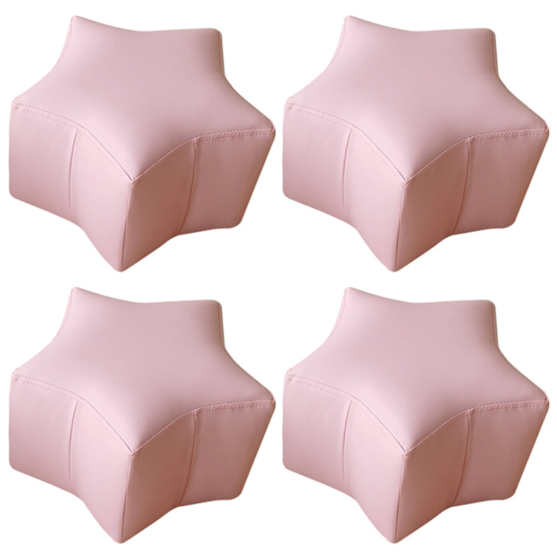 Modern Water Resistant Standard Specialty Shape Pink Leather Ottoman