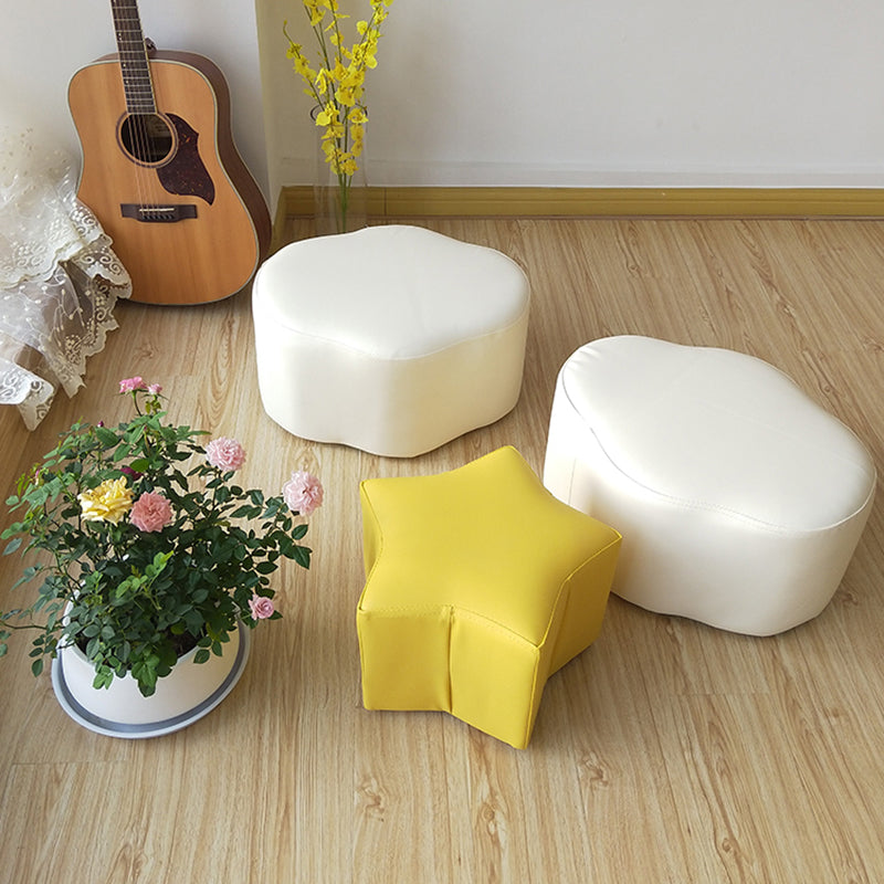 Modern Water Resistant Standard Specialty Shape Pink Leather Ottoman