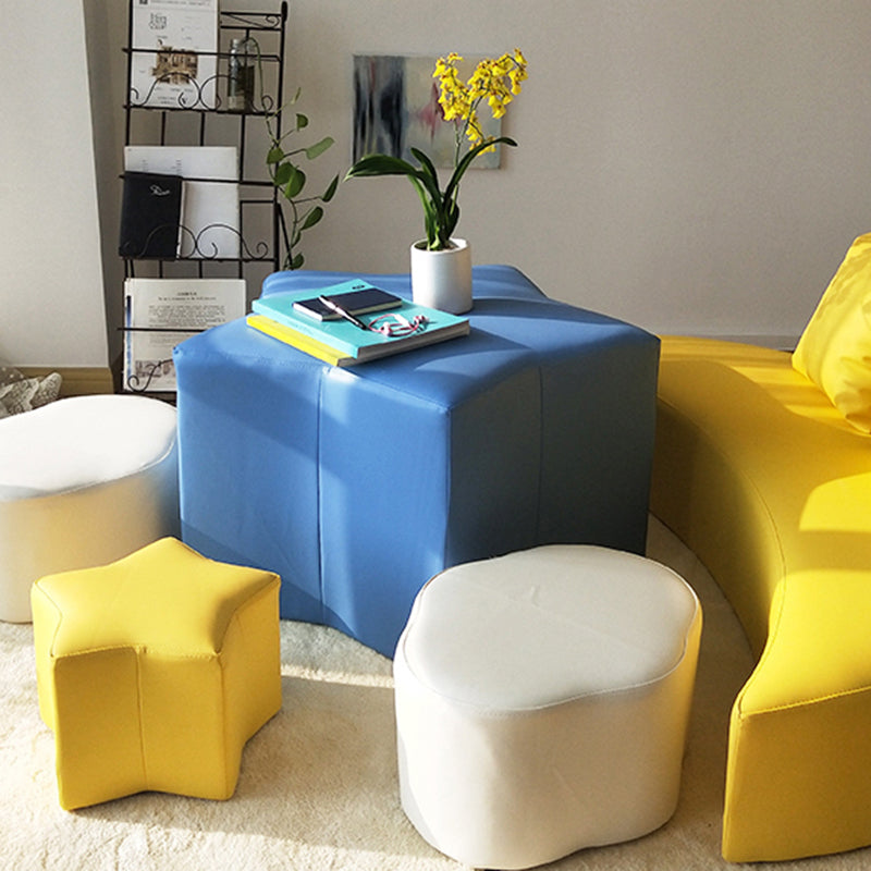 Modern Water Resistant Standard Specialty Shape Pink Leather Ottoman