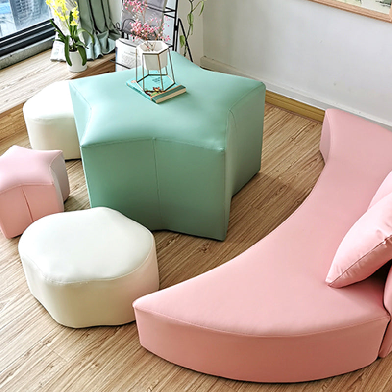 Modern Water Resistant Standard Specialty Shape Pink Leather Ottoman