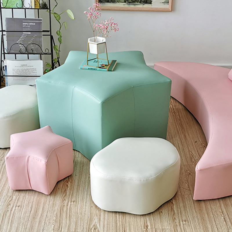 Modern Water Resistant Standard Specialty Shape Pink Leather Ottoman
