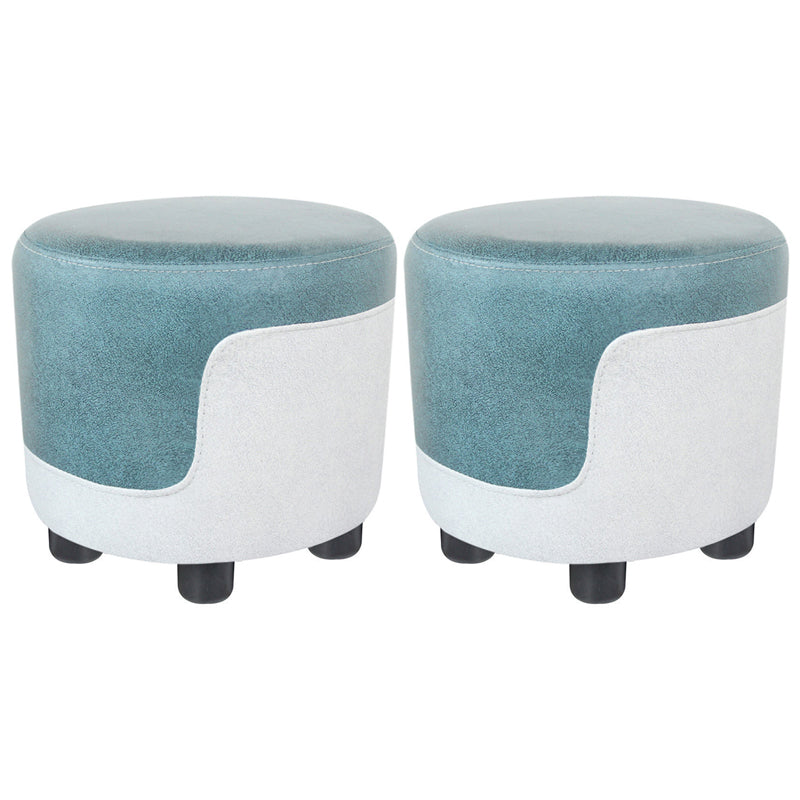 Popular Round Pouf Chair Contrast Color Cotton Water Resistant Footstool Ottoman