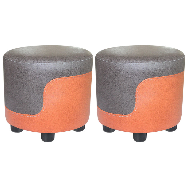 Popular Round Pouf Chair Contrast Color Cotton Water Resistant Footstool Ottoman