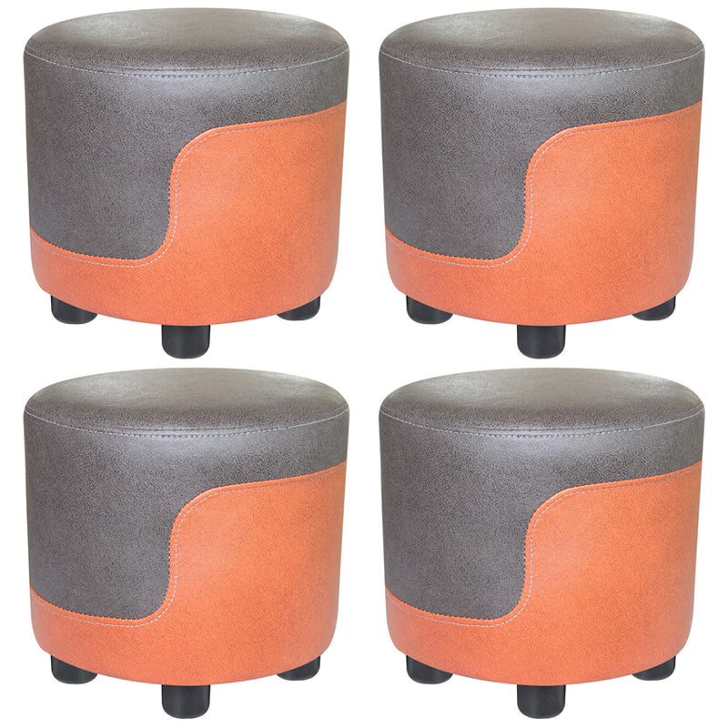 Popular Round Pouf Chair Contrast Color Cotton Water Resistant Footstool Ottoman