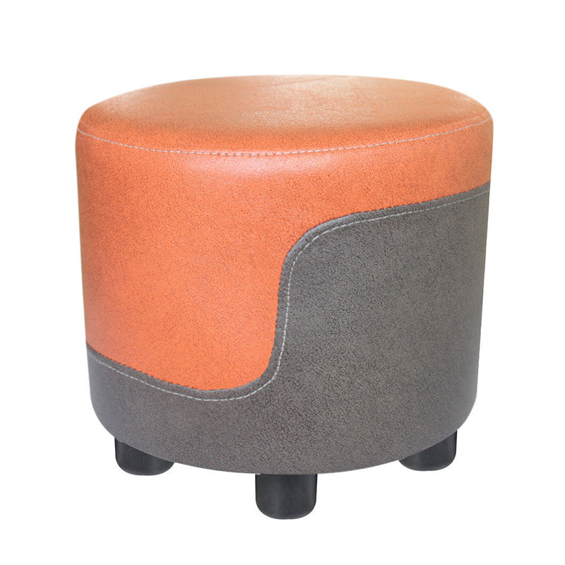 Popular Round Pouf Chair Contrast Color Cotton Water Resistant Footstool Ottoman