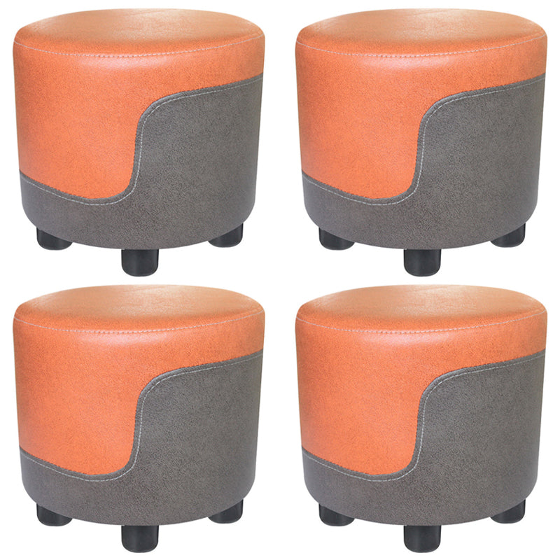 Popular Round Pouf Chair Contrast Color Cotton Water Resistant Footstool Ottoman