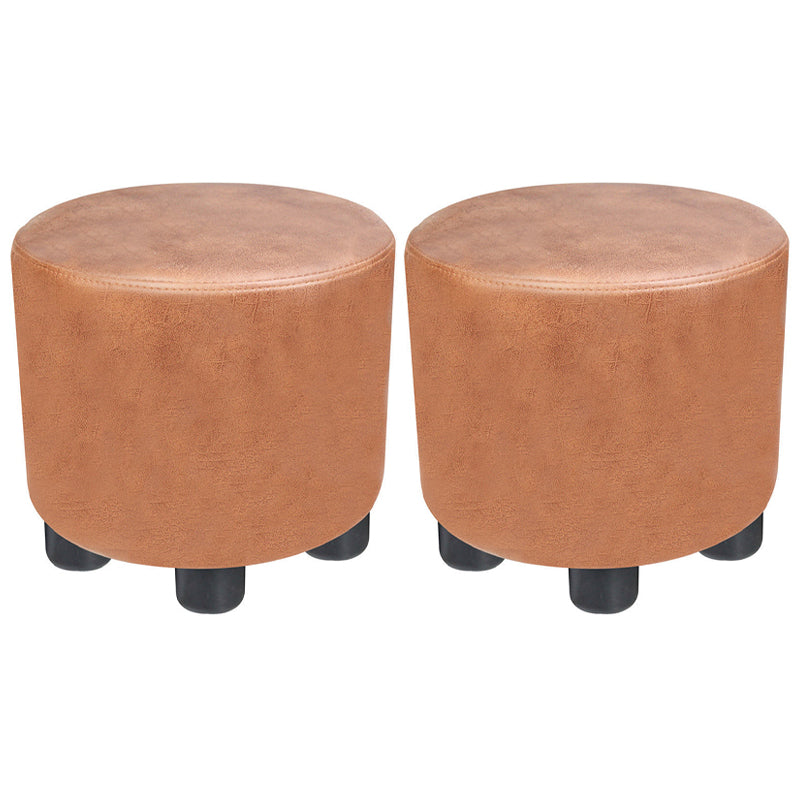 Popular Round Pouf Chair Contrast Color Cotton Water Resistant Footstool Ottoman
