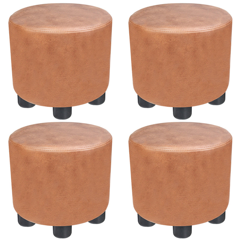 Popular Round Pouf Chair Contrast Color Cotton Water Resistant Footstool Ottoman