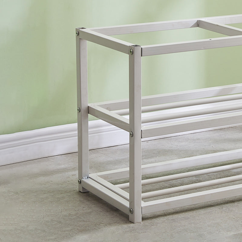 Contemporary Ottoman Faux Leather Upholstered Tufted Rectangle Ottoman with Bottom Rack