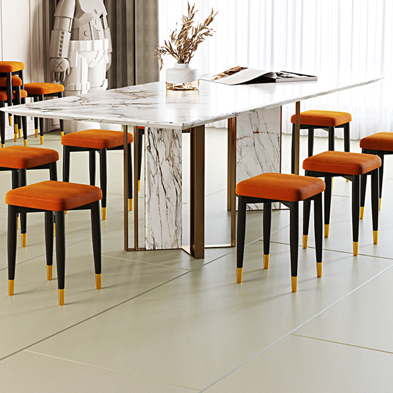 Contemporary Tear Resistant Ottaman Square Orange Velvet Standard