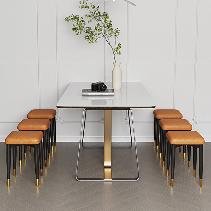 Contemporary Tear Resistant Ottaman Square Orange Velvet Standard