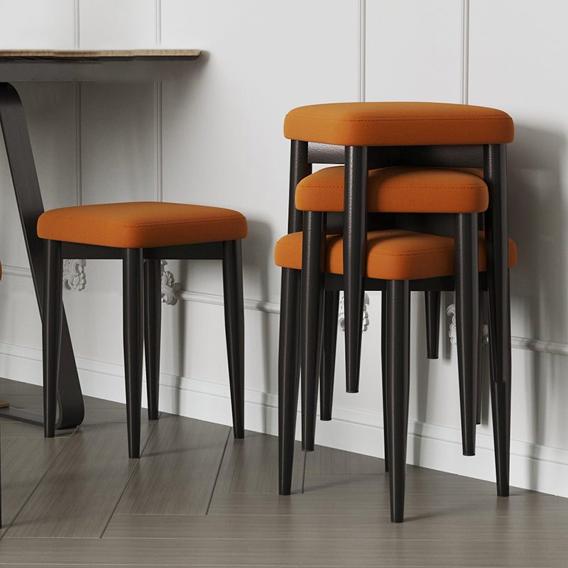 Contemporary Tear Resistant Ottaman Square Orange Velvet Standard