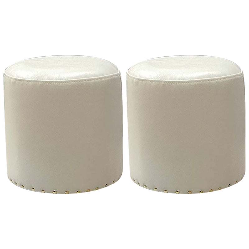 Modern PU Leather Pouf Chair Plain Cylinder Shape Nailhead Trim Sherpa Pouf