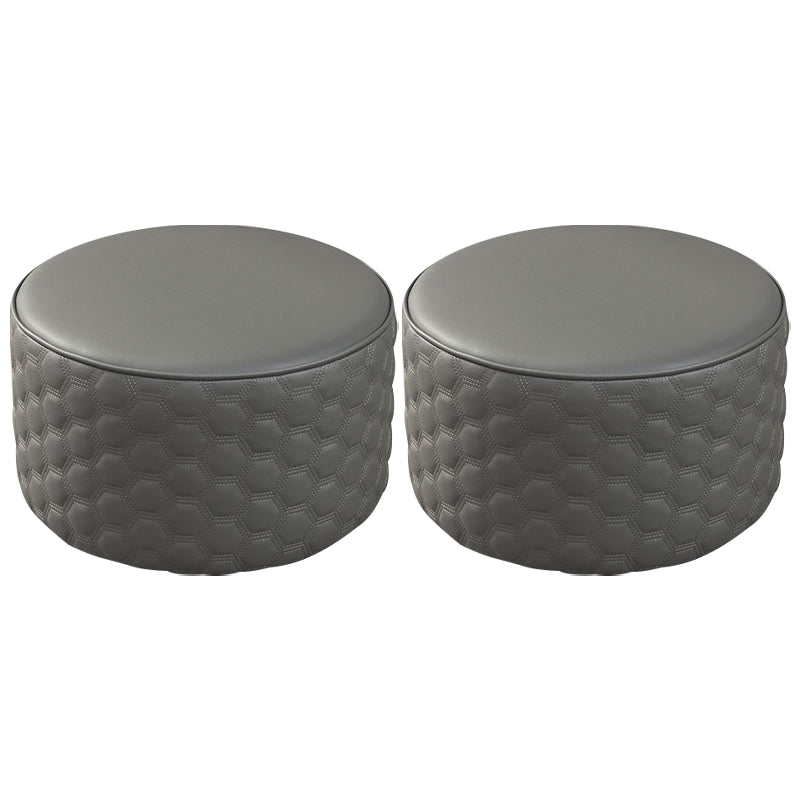 Stylish PU Ottoman Solid Color Water Resistant Round Footstool Ottoman