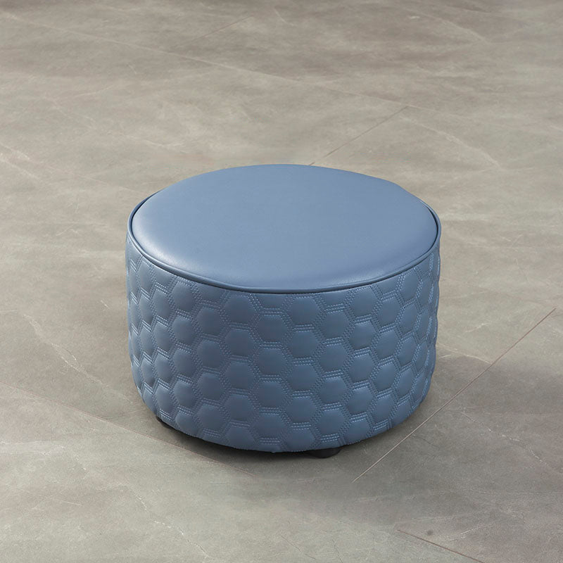 Stylish PU Ottoman Solid Color Water Resistant Round Footstool Ottoman
