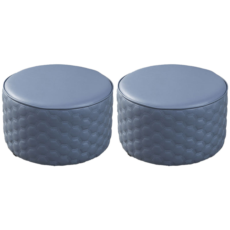 Stylish PU Ottoman Solid Color Water Resistant Round Footstool Ottoman