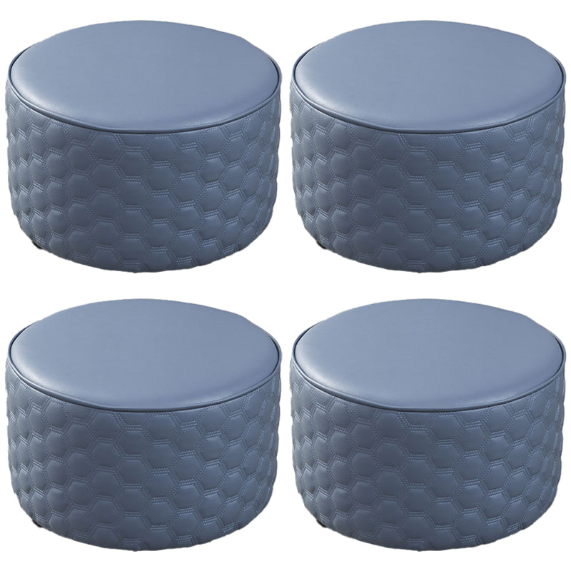 Stylish PU Ottoman Solid Color Water Resistant Round Footstool Ottoman