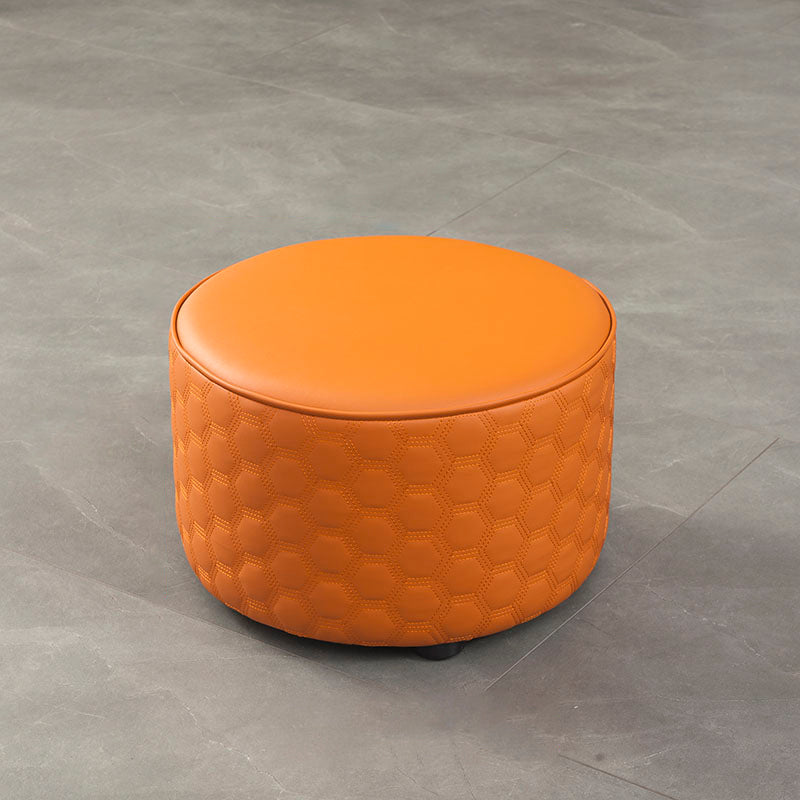 Stylish PU Ottoman Solid Color Water Resistant Round Footstool Ottoman