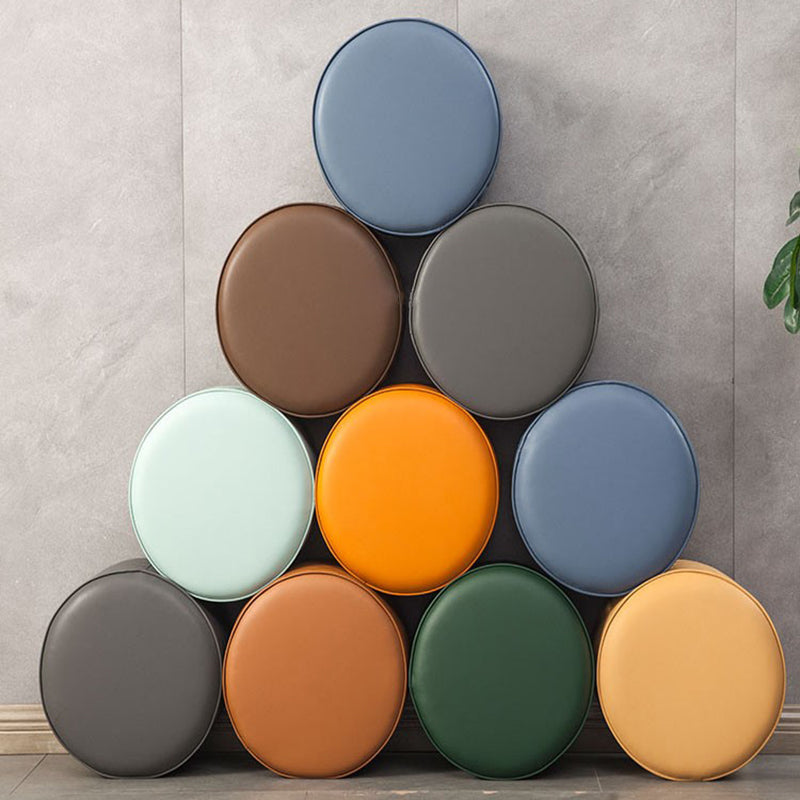 Stylish PU Ottoman Solid Color Water Resistant Round Footstool Ottoman