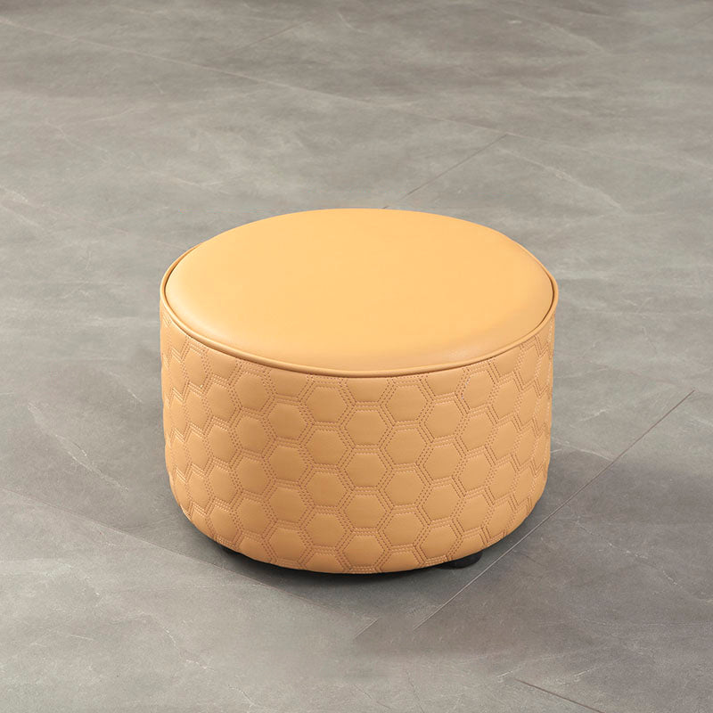 Stylish PU Ottoman Solid Color Water Resistant Round Footstool Ottoman