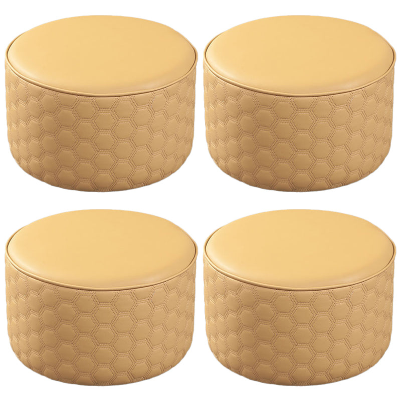 Stylish PU Ottoman Solid Color Water Resistant Round Footstool Ottoman