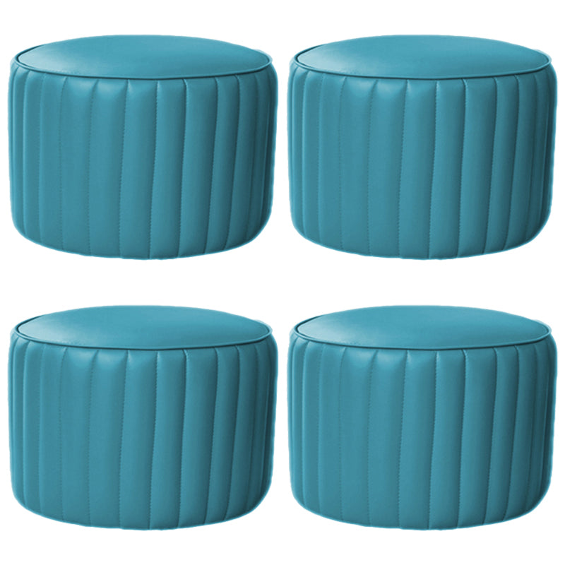 Modern Water Resistant Pouf Pure Color Round Leather Indoor Pouf
