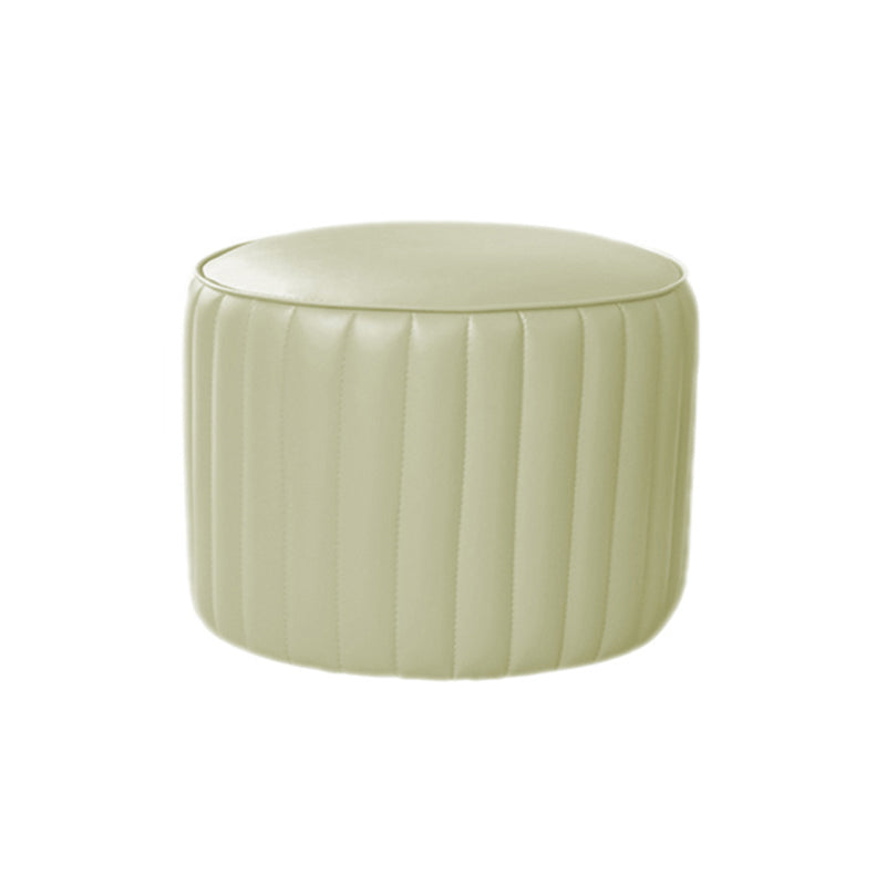 Modern Water Resistant Pouf Pure Color Round Leather Indoor Pouf
