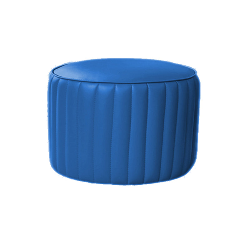 Modern Water Resistant Pouf Pure Color Round Leather Indoor Pouf