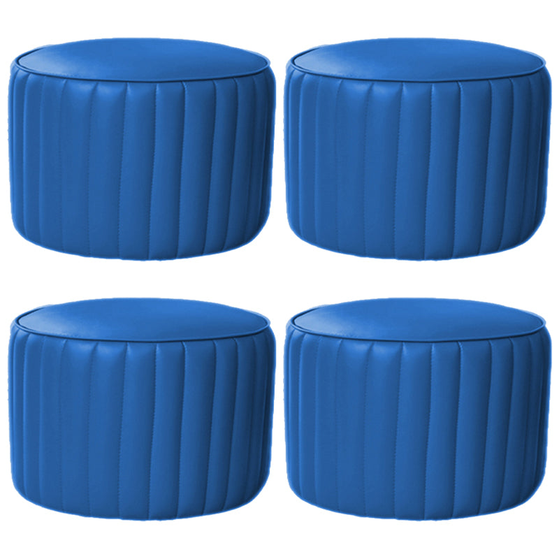 Modern Water Resistant Pouf Pure Color Round Leather Indoor Pouf